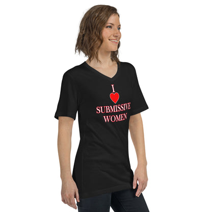 I Heart Submissive Women V-Neck Tee by ATTIRET